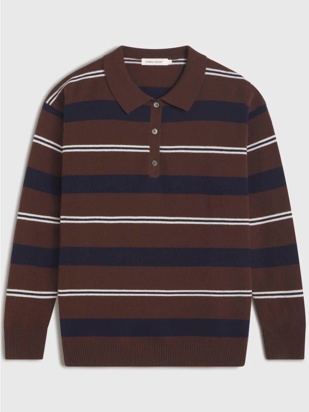 Alumni Concept Women’s Brown & Navy Striped Polo Sweater